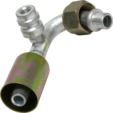 Alum. 120º Oring hembra Beadlock Ftg. con puerto de servicio 8FOR-8BL W/R134A IZQUIERDO 135º N.º 8