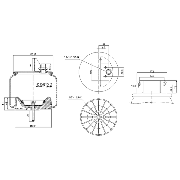 CTO-9622 AIR SPRING FOR KENWORTH W01-358-9622 / K-303-22