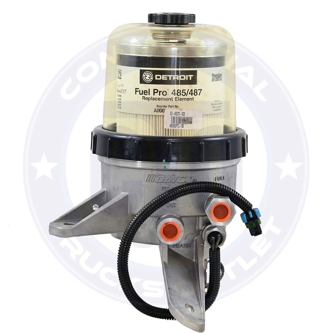 OEM 03-40570-002- FUEL WATER SEPARATOR - DAVCO 485, 12/120 VOLT, ESOC PRE HEAT SAME AS DVC 485962FTL08 FOR NEW CASCADIA