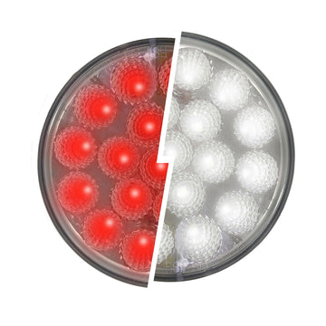 F238707 - 4'' ROUND LED LIGHT DUAL FUNCTION RED/WHITE CLEAR LENS 12-24V