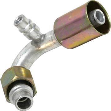 Alum. 120º Oring hembra Beadlock Ftg. con puerto de servicio 10FOR-10BL W/R134A IZQUIERDO 135º N.º 10