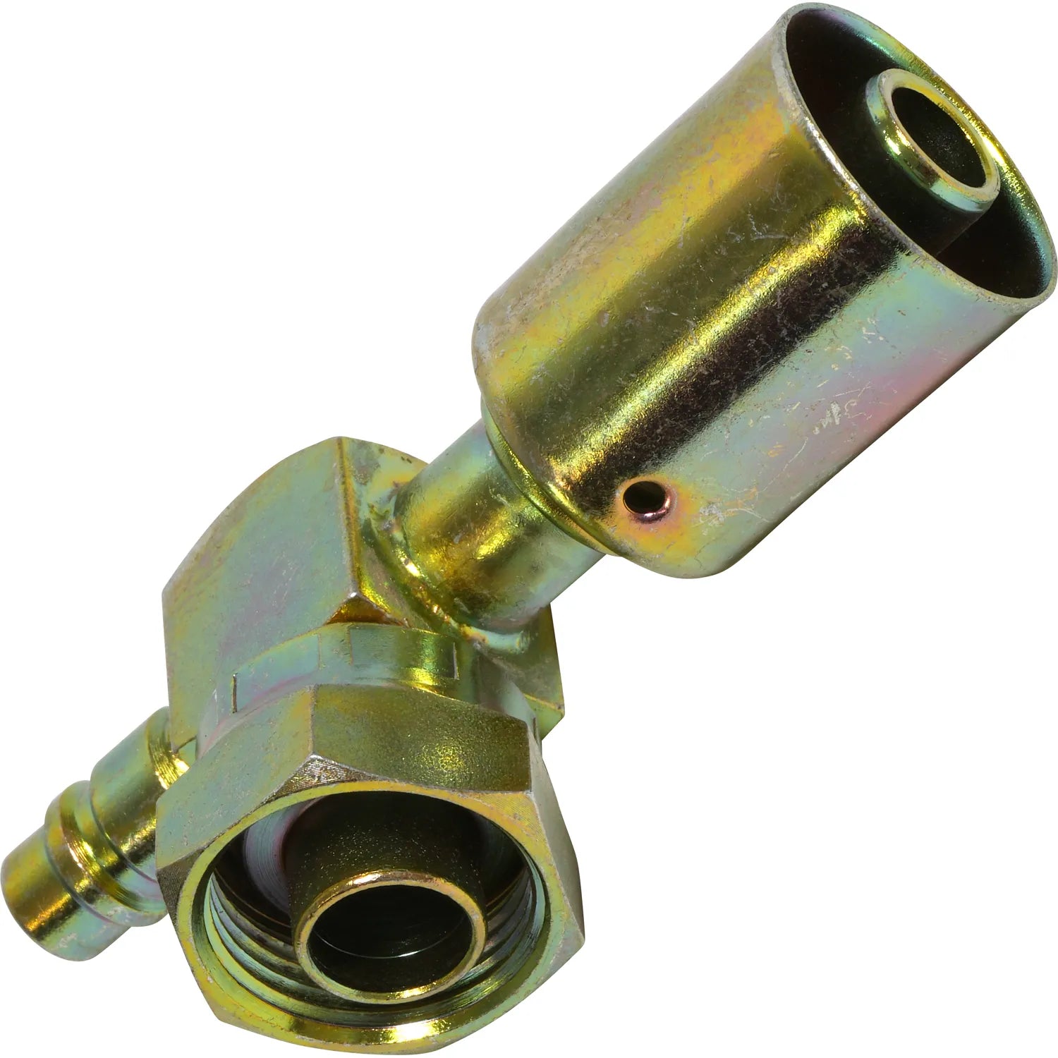 Accesorio de acero de 90º con conexión de talón tipo tubo y puerto de servicio TO-10SB 90 SV R134A