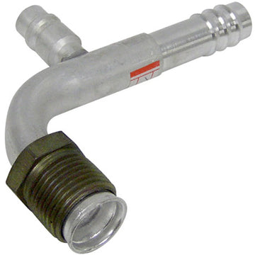 Alum. 90º Macho Inserto Oring Barb Ftg. con Puerto de Servicio 10MOR 10BB 90 SV R134 #10